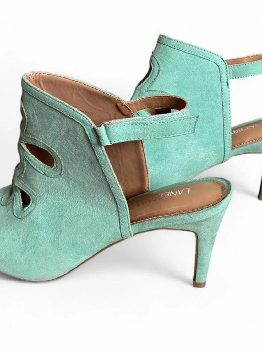 Turquoise Suede Cutout Slingback Heels